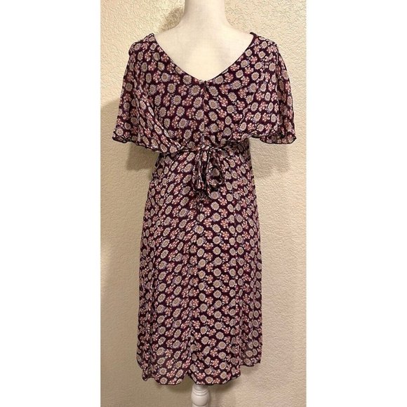 Vintage 90s Purple Floral Cute Summer Tie Dress - Picture 5 of 5